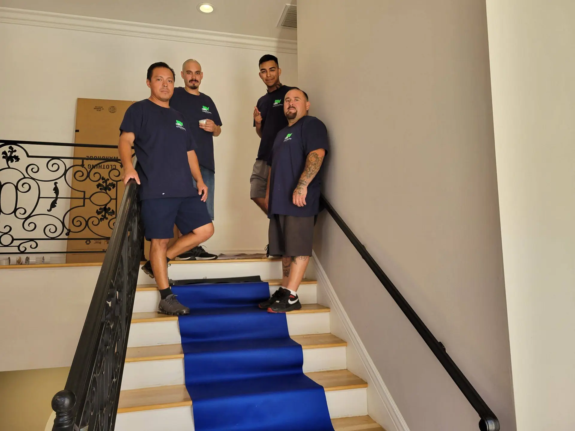 Stair protection during Cross Country Moving Portland job